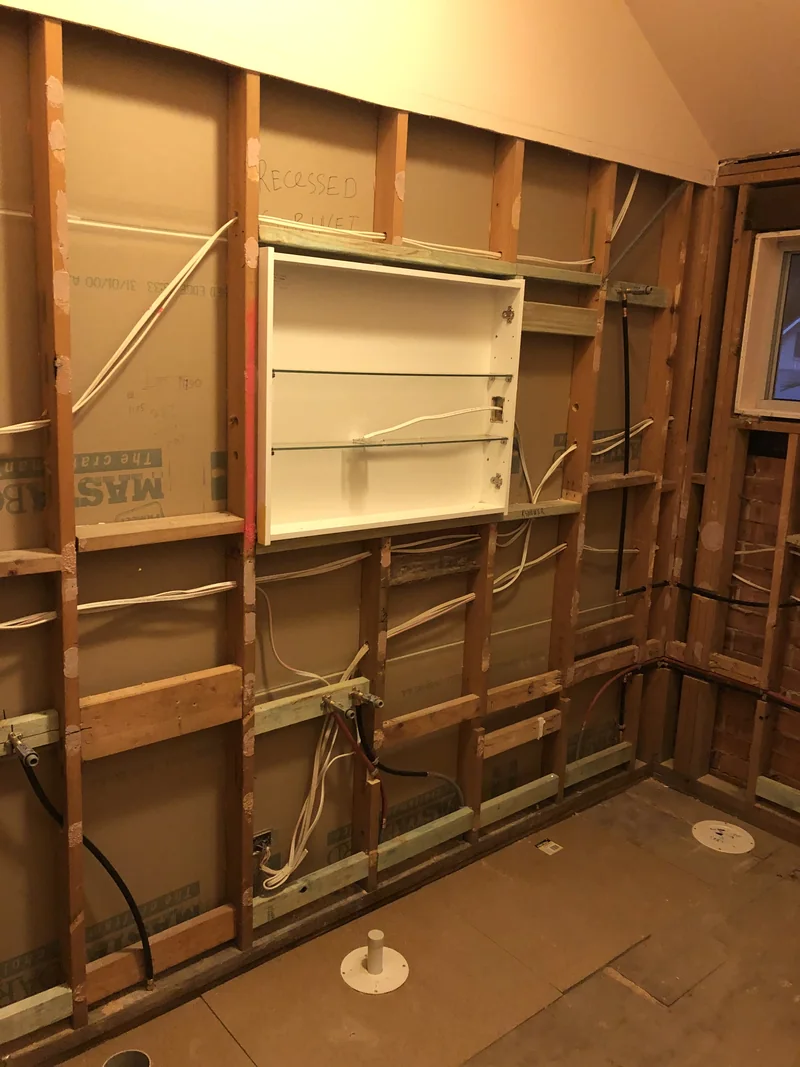Framing and service set-out during the Avoca Beach bathroom renovation