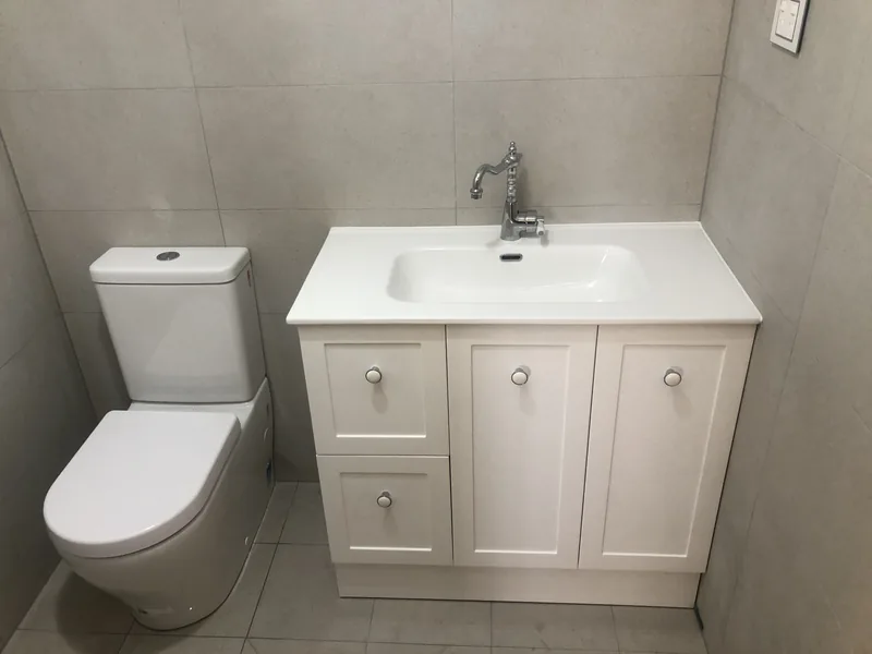 Downstairs powder room after renovation in Bateau Bay