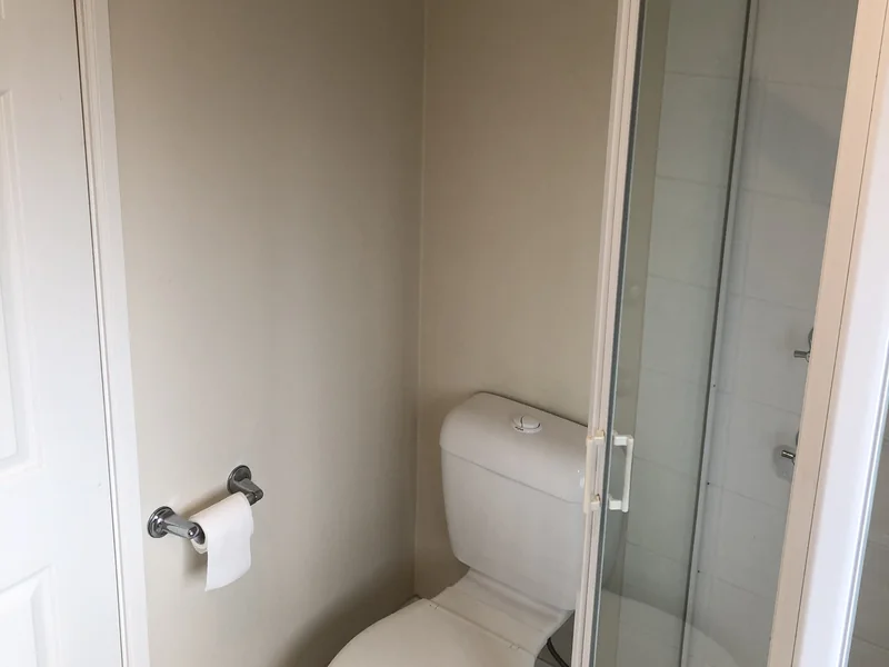 Ensuite shower and toilet zone before renovation in Cronulla
