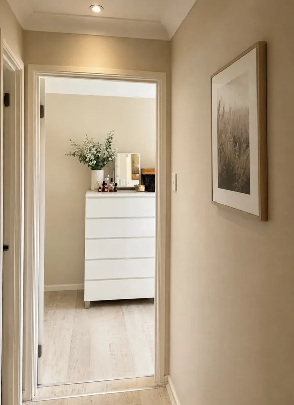 Cronulla hallway with a reconfigured study entrance and new flooring