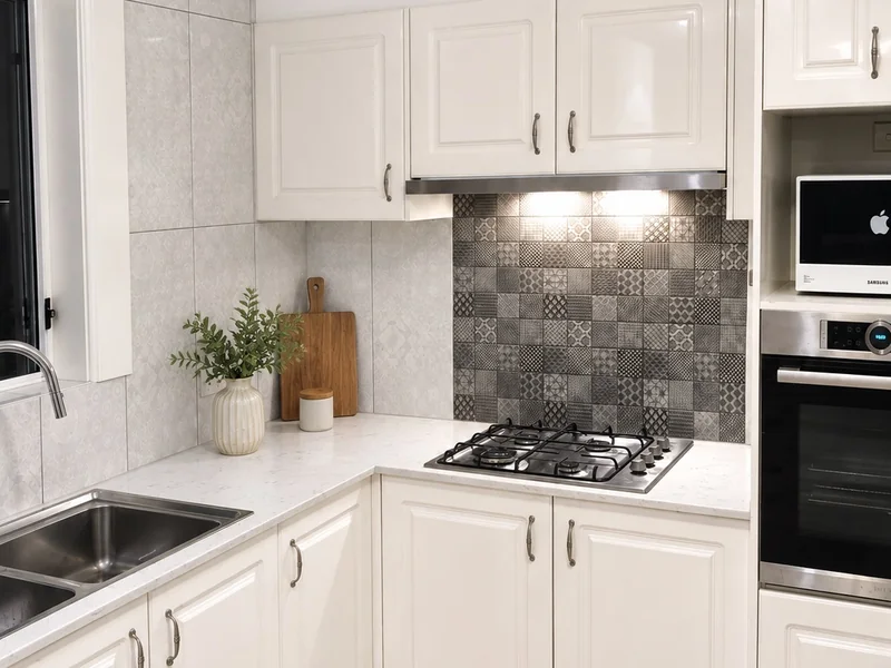 Kitchen sink and window wall after renovation in Cronulla