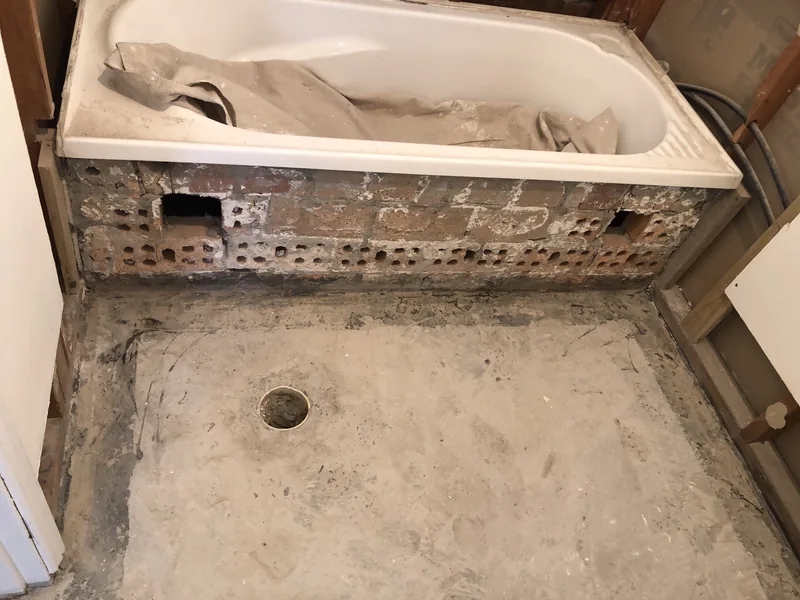 Main bathroom during the Erina renovation