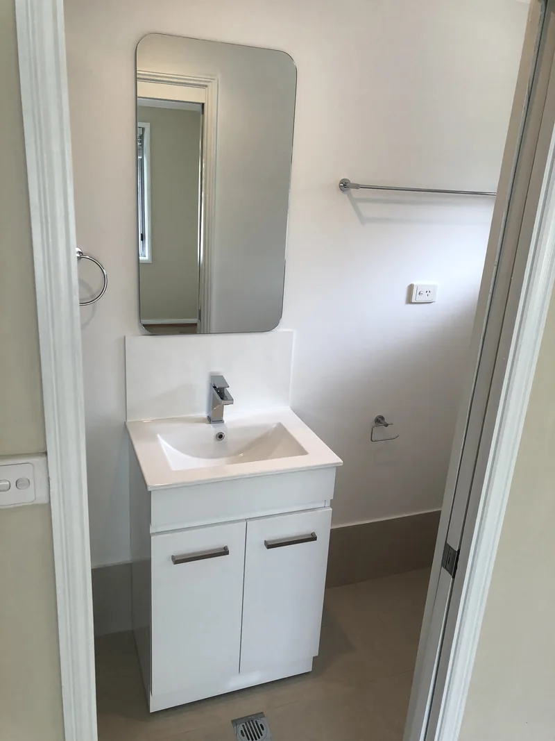 Main bathroom vanity after renovation in Castle Hill