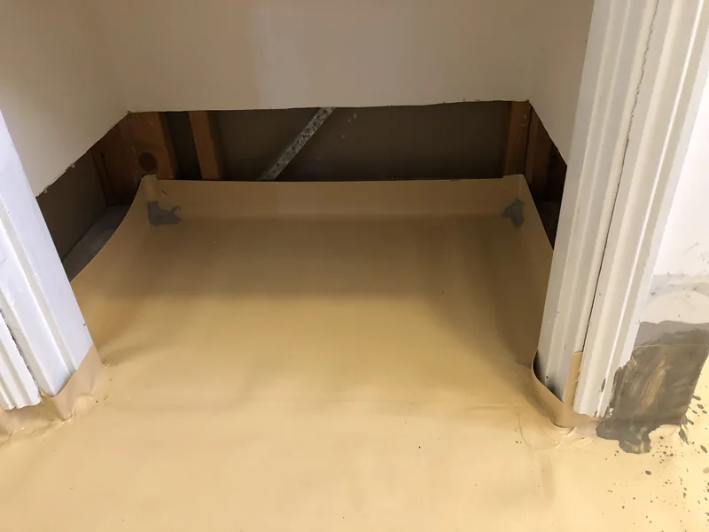 Main bathroom waterproofing during the Erina renovation
