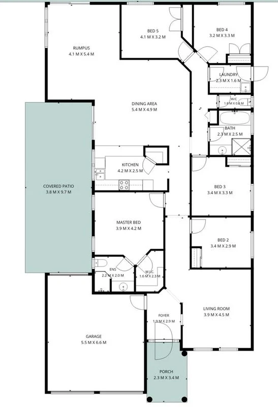 Floor plan of the Lisarow home showing the main bathroom beside a separate WC and laundry