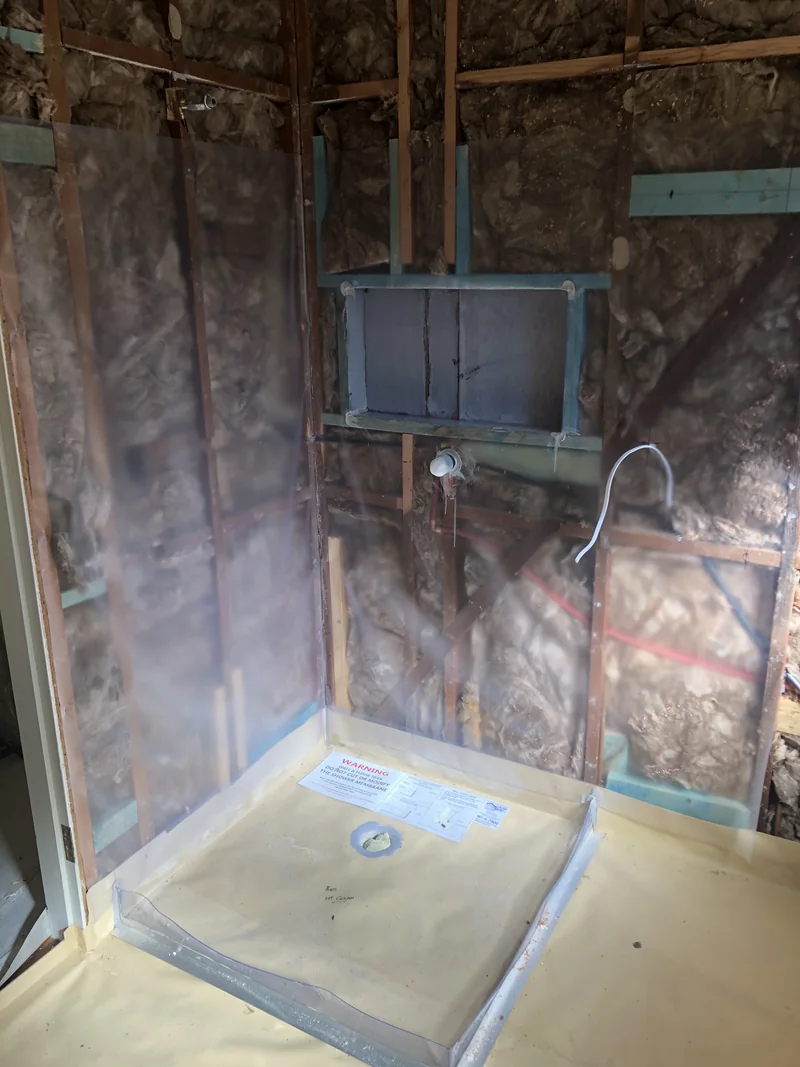 Framing, insulation and niche set-out during the Lisarow bathroom renovation