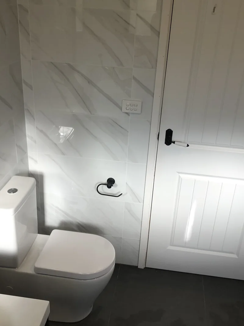 Back-to-wall toilet integrated into the completed Lisarow bathroom