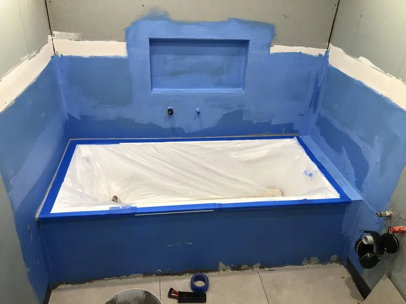 Bath waterproofing during the North Gosford renovation