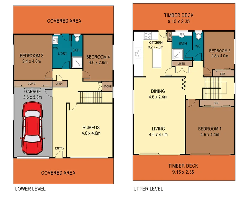 Floor plan of the Umina home showing the lower-level bathroom and laundry