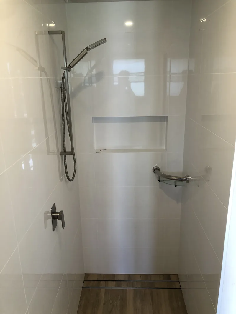 Rebuilt tiled shower after renovation in Umina