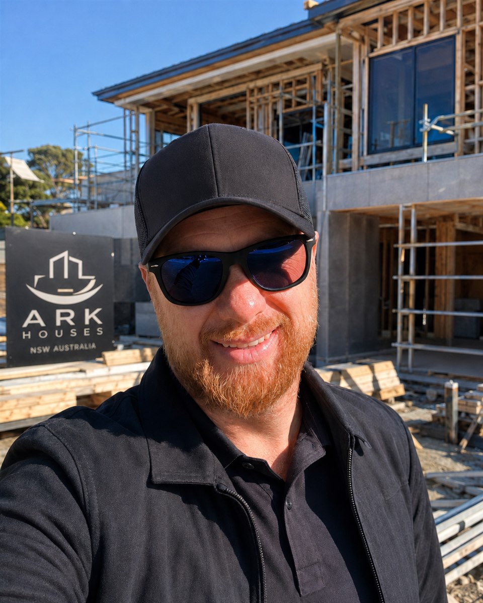 Vitalii Arkhipov, Director of ARK Houses, at a residential construction site